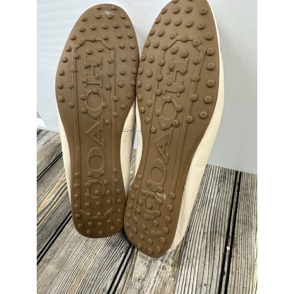 COACH Driving Loafers Fredrica Pebbled Leather Ivory Flats Slip On Womens 8B - Picture 6 of 12